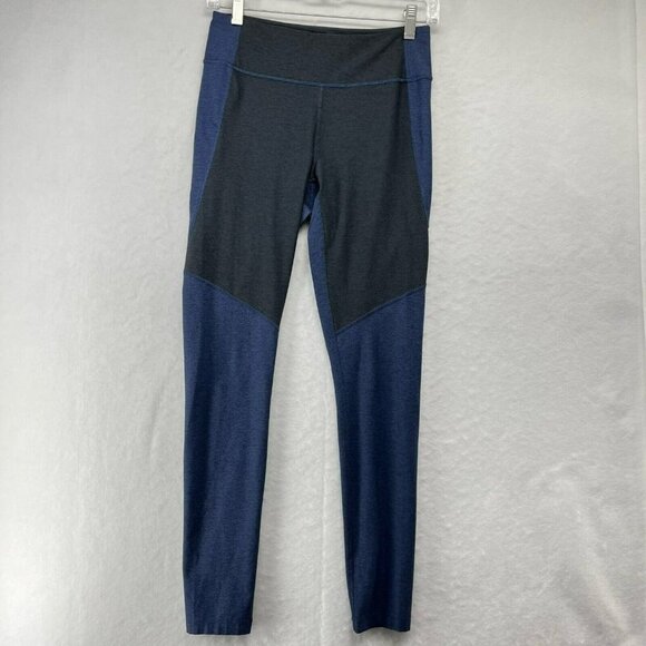 Outdoor Voices Leggings Womens M Blue Black Colorblock Activewear Skinny Pull on - Picture 1 of 11